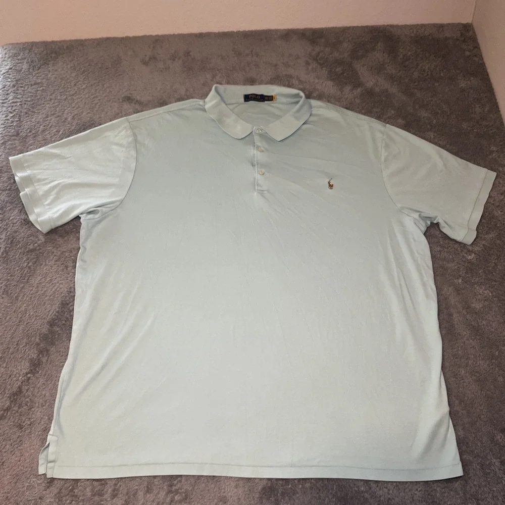Polo Ralph Lauren Light Blue Men's Short Sleeve SZ 4XLT Flesh Pony Preppy Shirt